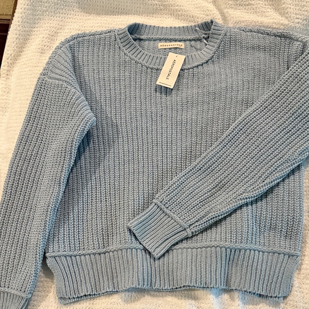 Aeropostale Women's Light Blue Crew Neck Sweater
